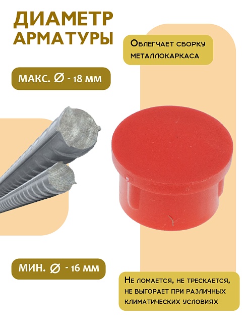 Фиксатор арматуры защитный колпачок Промышленник 16-18 мм 1000 шт. фото 5
