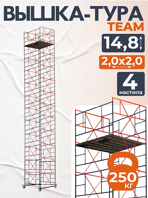 Вышка-тура TeaM ВСП 2.0х2.0, 14.8 м фото 1
