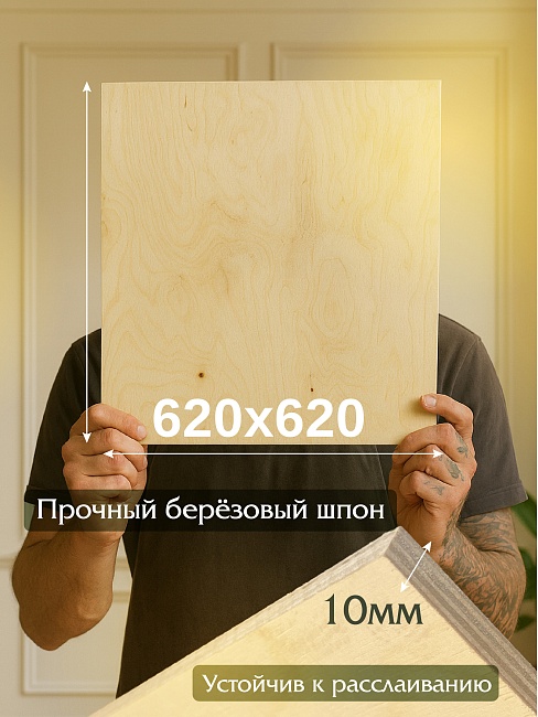Фанера Промышленник 620х620х10мм, береза, упаковка 5 шт фото 2