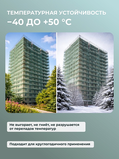 Сетка фасадная затеняющая Промышленник зеленая 30-35% 4х50 м фото 6