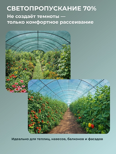 Сетка фасадная затеняющая Промышленник зеленая 30-35% 4х100 м фото 3