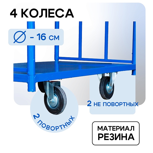 Платформенная тележка Промышленник 800х500 ПД-5.8 125 мм с двумя ручками фото 8