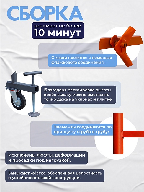 Вышка-тура TeaM ВСП 1.6х2.0, 8.8 м фото 5