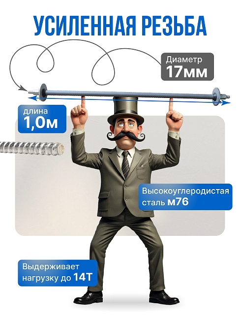 Винт стяжной для опалубки Промышленник холоднокатаный 1,0 м упаковка 10 шт. фото 3