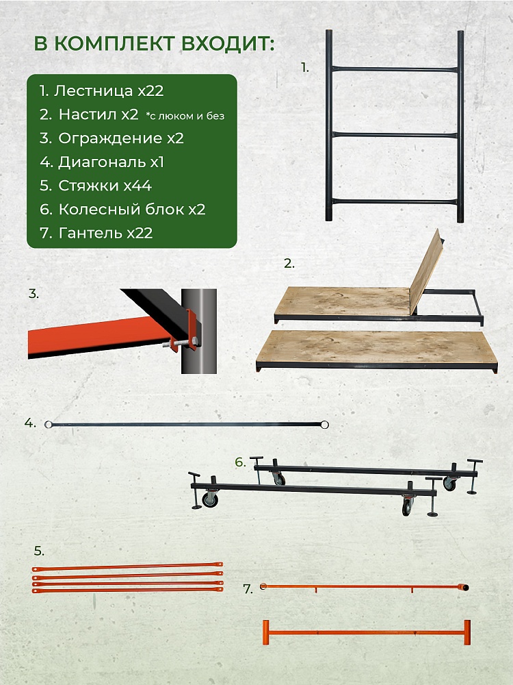 Вышка-тура TeaM ВСП 1.2х2.0, 13.6 м фото 2