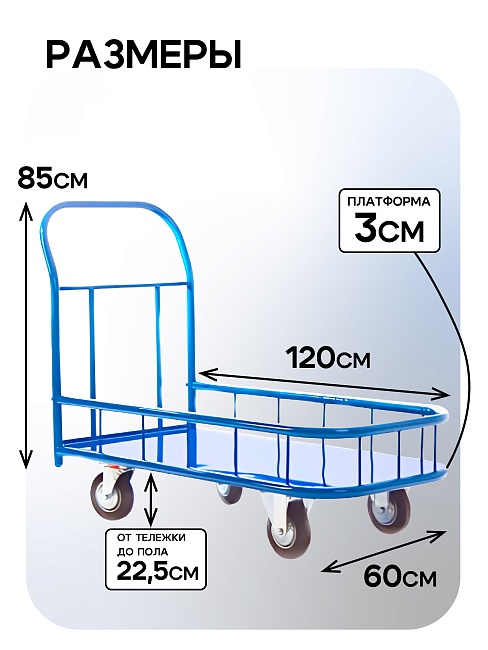 Платформенная тележка Промышленник 1200х600 ПБМ-6.12 160 мм с бортиком фото 2
